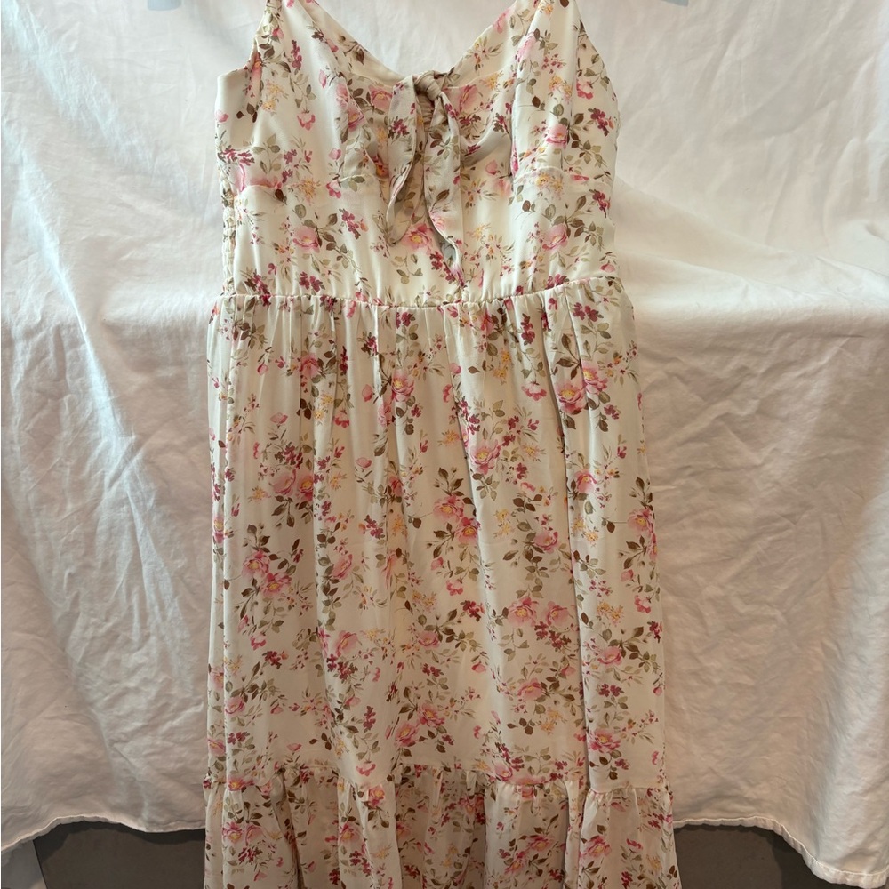 AUW White and Pink Smocked Dress